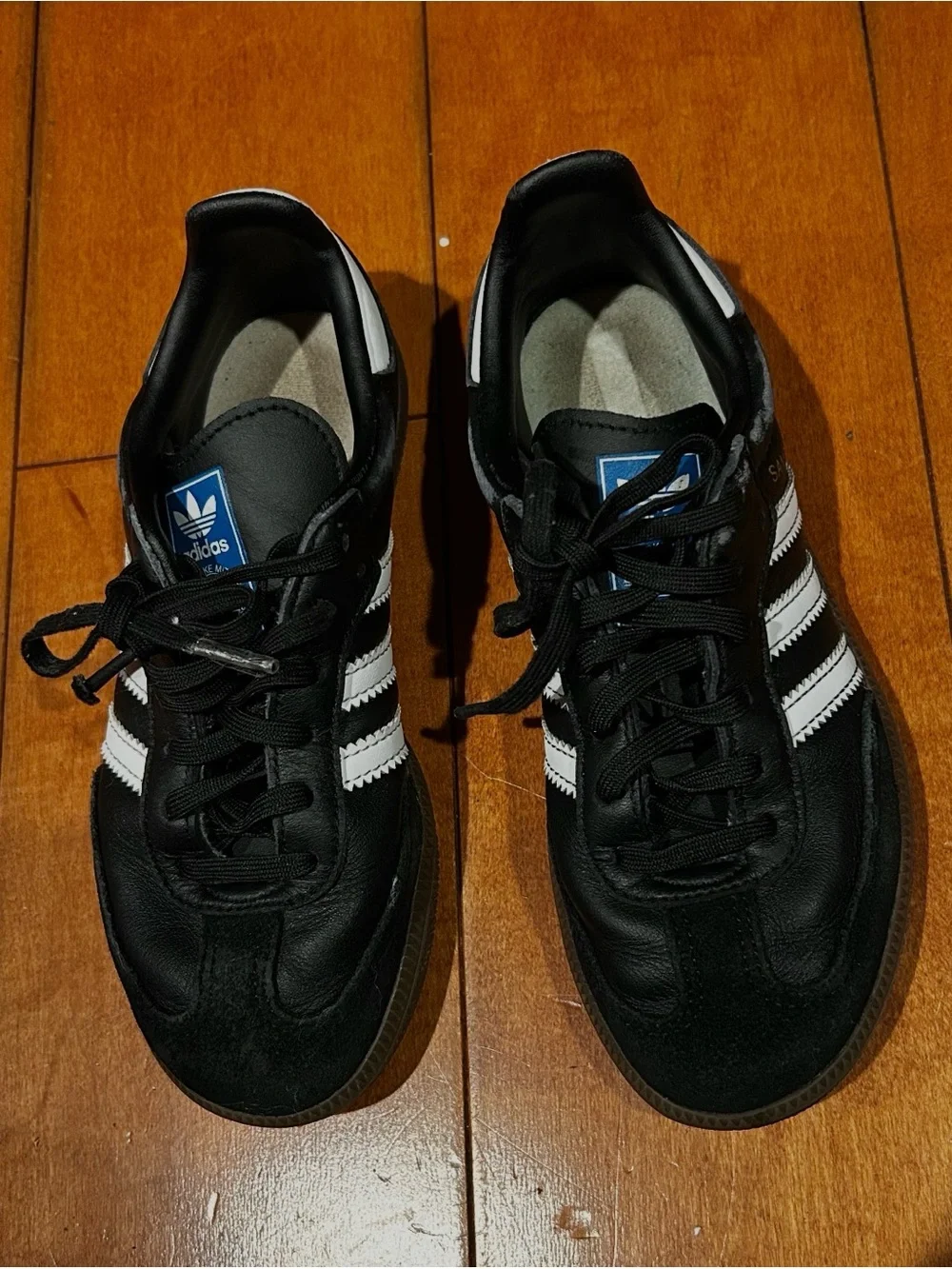 Adidas Black Samba Sneakers with White Stripes. Size 1